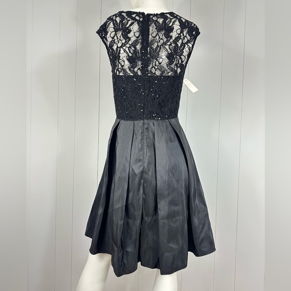 NEW One By Eight Sz 6 Black Tulle Lace Sequin Formal Cocktail Midi Dress Womens - Picture 6 of 11